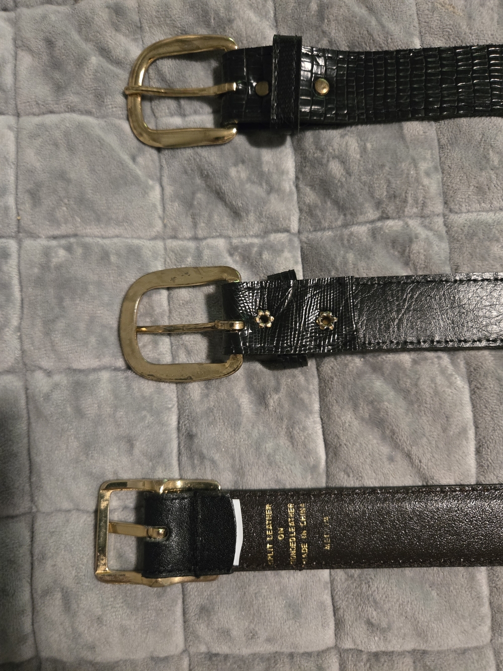 Black Leather Belts with Gold Buckle